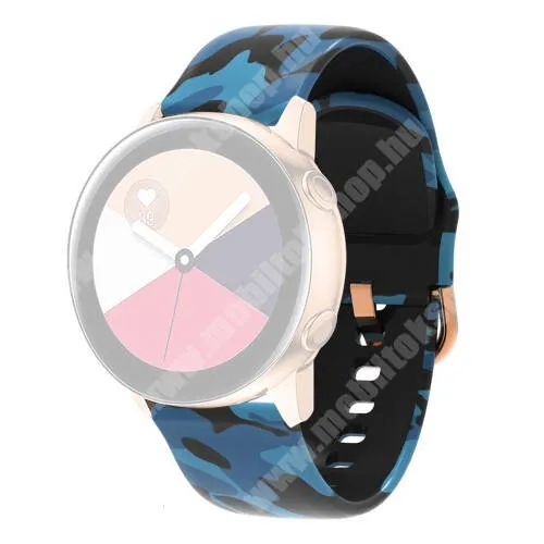 Realme Watch 2 (RMW2008) Okosóra szíj - szilikon - KÉK TEREPMINTÁS - 86mm+128mm hosszú, 22mm széles - SAMSUNG Galaxy Watch 46mm / Watch GT2 46mm / Watch GT 2e / Galaxy Watch3 45mm / Honor MagicWatch 2 46mm