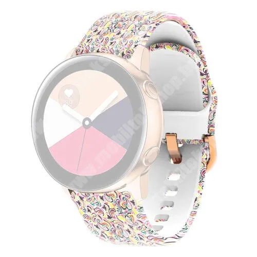 Xiaomi Amazfit GTR 2 Sport Edition 47mm Okosóra szíj - szilikon - SZÍNES LEVÉL MINTÁS - 86mm+128mm hosszú, 22mm széles - SAMSUNG Galaxy Watch 46mm / Watch GT2 46mm / Watch GT 2e / Galaxy Watch3 45mm / Honor MagicWatch 2 46mm