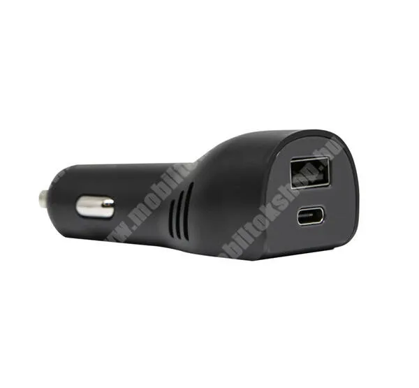  OTTERBOX szivargyújtós töltő / autós töltő - 1x USB aljzat, 1x Type-C aljzat, 5V / 2400mA, 10W, gyorstöltés támogatás, kábel NÉLKÜL! - FEKETE - 78-51749 - GYÁRI