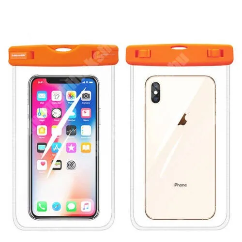 Jolla Jolla C UNIVERZÁLIS Vízhatlan / vízálló tok, AQUA - 30 méterig, IPX8, nyakpánt, 165 x 95mm - ÁTLÁTSZÓ / NARANCSSÁRGA