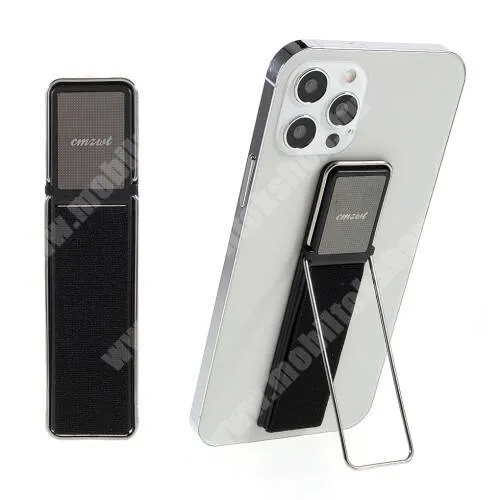  Fém ujjtámasz, gyűrű tartó, Asztali tartó, készülékre ragasztható - Biztos fogás készülékéhez! - FEKETE