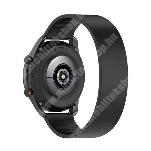  Okosóra szíj - rugalmas szilikon - FEKETE - 170mm hosszú, 22mm széles - SAMSUNG Galaxy Watch 46mm / Watch GT2 46mm / Watch GT 2e / Galaxy Watch3 45mm / Honor MagicWatch 2 46mm