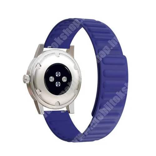 Zeblaze GTS 3 Okosóra szíj - rugalmas, szilikon, mágneses - KÉK - 90mm+130mm hosszú, 22mm széles - SAMSUNG Galaxy Watch 46mm / Watch GT2 46mm / Watch GT 2e / Galaxy Watch3 45mm / Honor MagicWatch 2 46mm