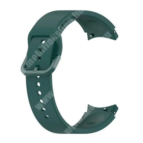  Okosóra szíj - SÖTÉTZÖLD - szilikon - 132mm+88mm hosszú, 20mm széles - SAMSUNG Galaxy Watch4 Classic 46mm (SM-R890) / Watch4 Classic 42mm (SM-R880) / Watch4 44mm (SM-R870) / Watch4 40mm (SM-R860)