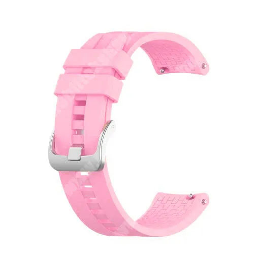 Zeblaze GTS 3 Okosóra szíj - környezetbarát szilikon - RÓZSASZÍN - 120 + 90mm hosszú, 22mm széles - SAMSUNG Galaxy Watch 46mm / Watch GT2 46mm / Watch GT 2e / Galaxy Watch3 45mm / Honor MagicWatch 2 46mm