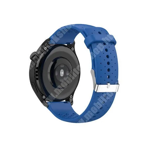 Xiaomi Amazfit GTR 2 Sport Edition 47mm Okosóra szíj - légáteresztő, sportoláshoz, szilikon, 130mm + 92mm hosszú, 22mm széles - KÉK - SAMSUNG Galaxy Watch 46mm / Watch GT2 46mm / Watch GT 2e / Galaxy Watch3 45mm / Honor MagicWatch 2 46mm