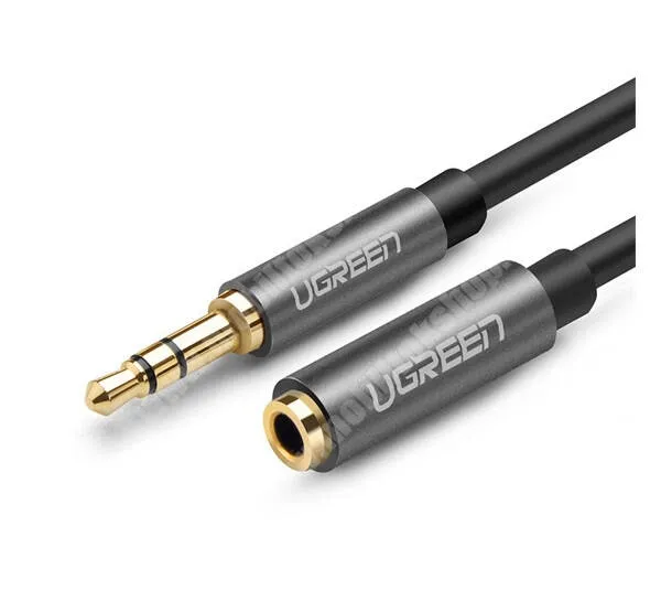 HomTom HT17 UGREEN audió hosszabbító kábel - 1x 3.5mm jack apa csatlakozó, 1x 3,5mm jack anya csatlakozó, 1m hosszú kábel - SZÜKRE - 10592 - GYÁRI