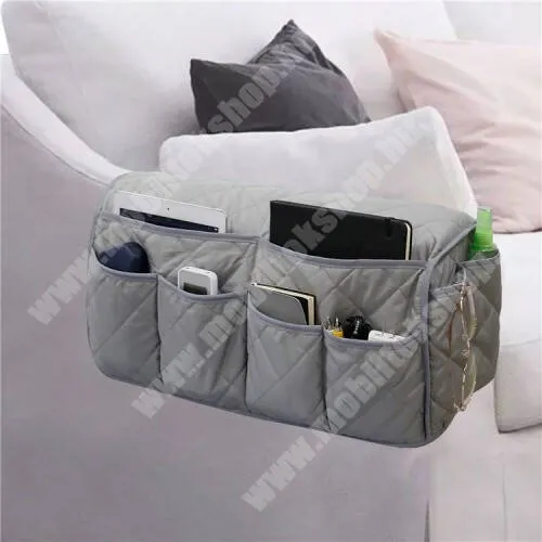 PRESTIGIO MultiPhone 5500 Duo UNIVERZÁLIS 14 zsebes tároló táska / rendszerező - kanapéra, fotel, székre is tehető, por- és vízálló, kézzel mosható, összehajtható, 14 zsebbel, 500 x 152 x 220mm - SZÜRKE