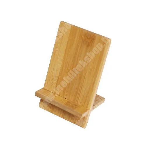 Evolveo StrongPhone Q8 LTE UNIVERZÁLIS asztali telefon tartó, állvány - bambuszfából készült, 2 részből áll, 140 x 80 x 70mm - BARNA