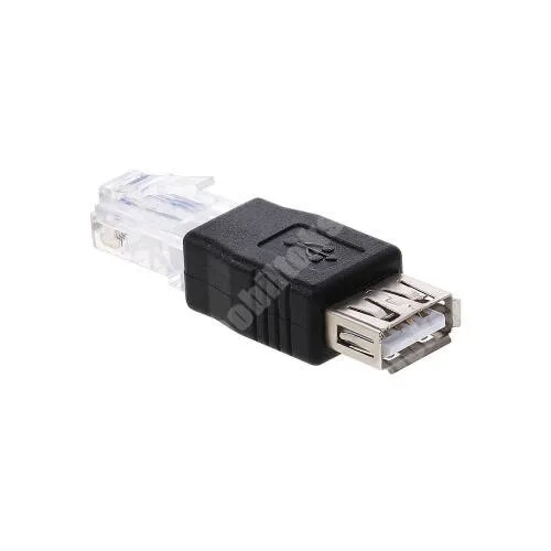 HUAWEI P9 lite mini UNIVERZÁLIS USB-A - RJ45 adapter - USB2.0 anya / RJ45 apa, 52 x 13 x 12mm - FEKETE