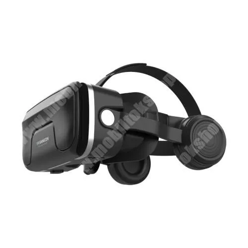 Meizu 16 Plus VR SHINECON G04EA videoszemüveg - VR 3D, filmnézéshez ideális, 40mm lencse, FOV: >100°,  3.5mm jack fejhallgatóval, hangerőszabályzó gomb, 160 x 85mm telefon befogadó keret, CSAK GIROSZKÓPPAL ELLÁTOTT OKOSTELEFONOKKAL MŰKÖDIK - FEKETE