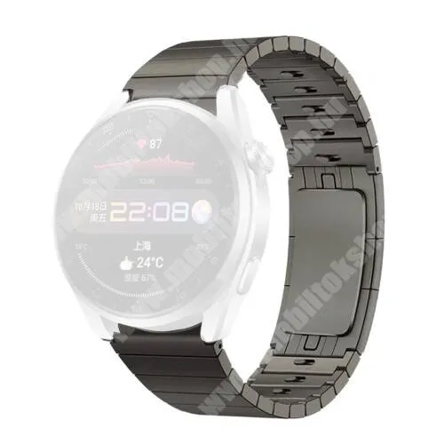 ARMODD Roundz 3 Fém okosóra szíj - SZÜRKE - rozsdamentes acél, gyorskioldós csatos, 185mm hosszú, 22mm széles - SAMSUNG Galaxy Watch 46mm / Watch GT2 46mm / Watch GT 2e / Galaxy Watch3 45mm / Honor MagicWatch 2 46mm