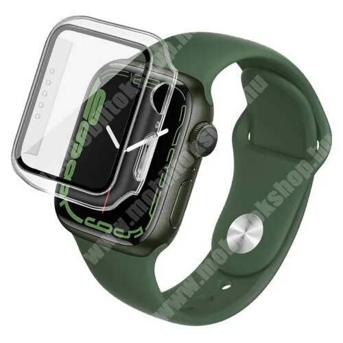  IMAK Drop-proof okosóra műanyag védő tok / keret - előlapvédő edzett üveg - ÁTLÁTSZÓ - APPLE Watch Series 7 (45mm) / Series 8 (45mm) / Series 9 (45mm) - GYÁRI