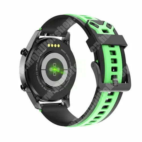 Doogee DG Ares Okosóra szíj - szilikon - FEKETE / VILÁGOSZÖLD - 119mm + 95mm hosszú, 22mm széles - SAMSUNG Galaxy Watch 46mm / Watch GT2 46mm / Watch GT 2e / Galaxy Watch3 45mm / Honor MagicWatch 2 46mm / Watch GT 3 46mm