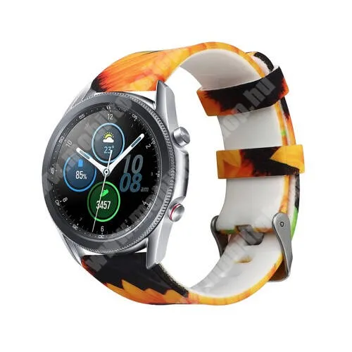 ACME SW203 Okosóra szíj - szilikon - VIRÁG MINTÁS - 110 + 70 mm hosszú, 22mm széles - SAMSUNG Galaxy Watch 46mm / Watch GT2 46mm / Watch GT 2e / Galaxy Watch3 45mm / Honor MagicWatch 2 46mm