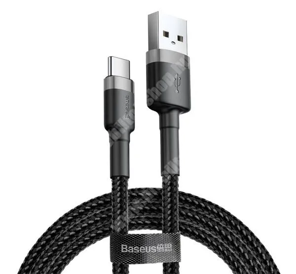  BASEUS CAFULE adatkábel és töltő - USB / Type-C, 2A, 10W, QC 3.0, gyorstöltés támogatás, 3m, szövettel bevont - FEKETE / SZÜRKE - CATKLF-UG1 - GYÁRI
