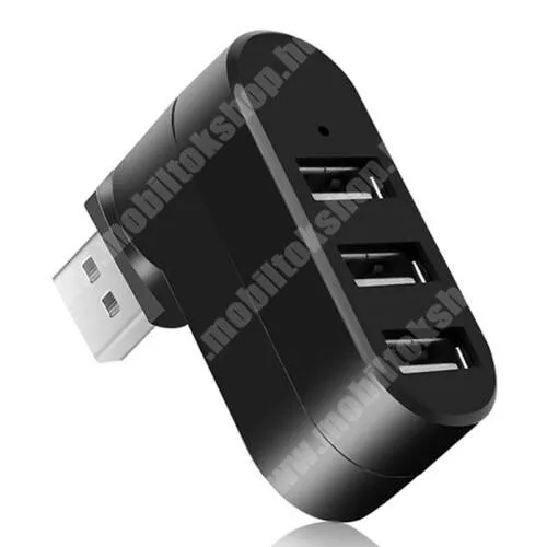Evolveo StrongPhone Q8 LTE Hordozható 3 portos USB hub / elosztó - inpt: 1 x USB 2.0 (180°-ban elforgatható), out: 3 x USB 2.0 port 480Mbps, méret: 50 x 18 x 43 mm - FEKETE