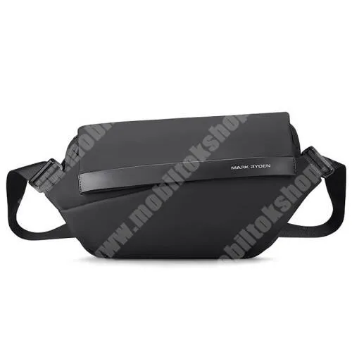 Jolla Jolla C Mark Ryden™ stílusos férfi crossbody, melltáska, övtáska - ELEGÁNS FEKETE - vízálló oxford szövet, YKIK cipzár, 80-140cm-ig állítható pánt, 10" méretű készülék bele fér, 30 x 20 x 6cm - MR8408 - GYÁRI