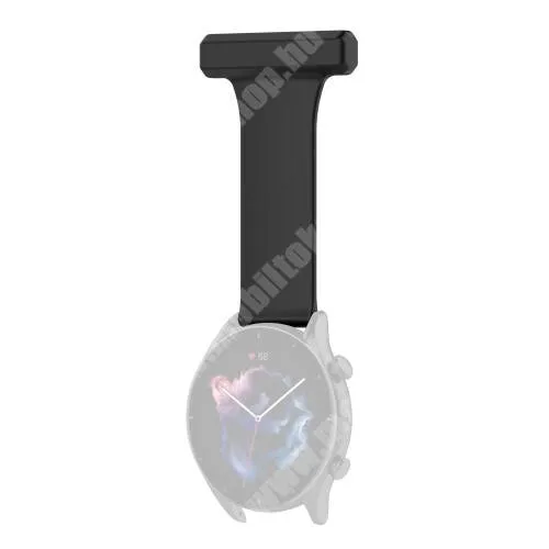 Huawei Watch 4 Pro Space edition Okosóra szíj - szilikon, kitűzhető forma - FEKETE - 67mm hosszú, 22mm széles - SAMSUNG Galaxy Watch 46mm / Watch GT2 46mm / Watch GT 2e / Galaxy Watch3 45mm / Honor MagicWatch 2 46mm