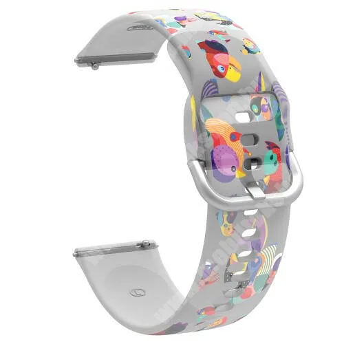 Realme Watch 2 (RMW2008) Okosóra szíj - szilikon - PAPAGÁJ MINTÁS - 126+92mm hosszú, 22mm széles, 160-220mm csuklóméretig - HUAWEI Watch GT 46mm / GT 2 46mm / GT 3 Pro 43mm, 46mm / GT 2e / SAMSUNG Galaxy Watch 46mm / Watch3 45mm / Gear S3 Classic