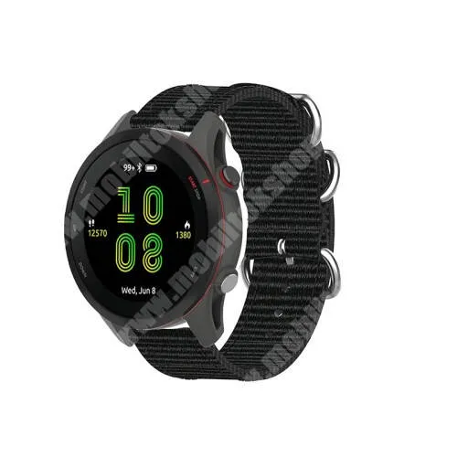 Garmin vívoactive® 4 Okosóra szíj - szövet - FEKETE - 89mm + 121mm hosszú, 22mm széles - SAMSUNG Galaxy Watch 46mm / Watch GT2 46mm / Watch GT 2e / Galaxy Watch3 45mm / Honor MagicWatch 2 46mm