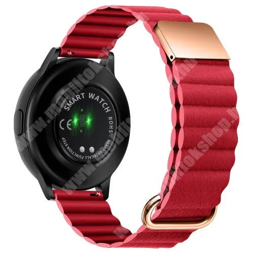 DIESEL Fadelite DZT2021 / DT2021 Okosóra szíj - valódi bőrpánt, mágneses, 118mm + 105mm hosszú, 22mm széles - PIROS / ROSE GOLD - SAMSUNG Galaxy Watch 46mm / Watch GT2 46mm / Watch GT 2e / Galaxy Watch3 45mm / Honor MagicWatch 2 46mm