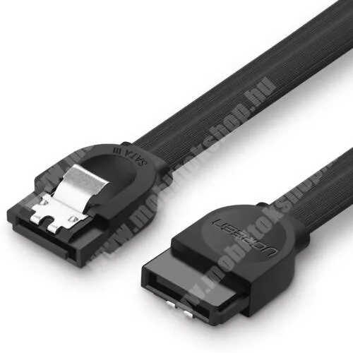 DIGI R1 UGREEN SATA III kábel - 25cm hosszú, lapos kábel, 6Gbps adatátviteli sebesség - FEKETE