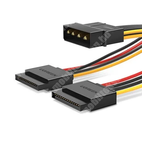 ZTE Blade X9 UGREEN SATA Y átalakító tápkábel - MOLEX IDE-ről 2 db SATA-ra alakít át, 20cm hosszú