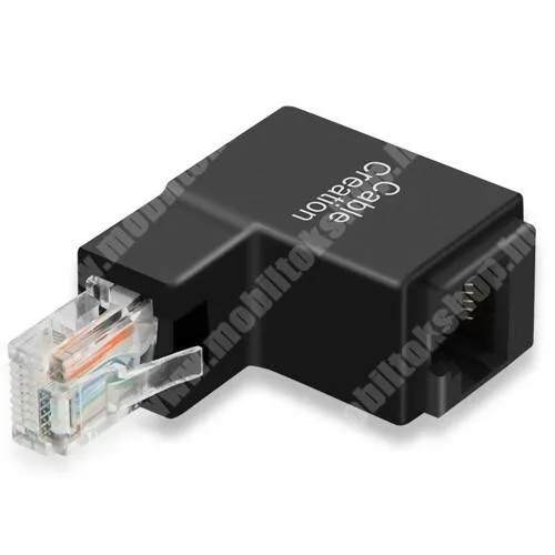 Prestigio MultiPhone 4040 DUO UNIVERZÁLIS 90°-os derékszögű RJ45 adapter - ethernet hálózati adapter, 34 x 30 x 20mm - FEKETE