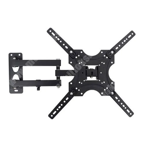 DIGI R1 UNIVERZÁLIS dönthető / forgatható 2 karos TV fali konzol - 17"-55"-os készülékekhez, max. 15kg teherbírás, dönthető, forgatható, acél, VESA kompatibilis, 40mm-től 430mm-ig kihúzható - FEKETE 