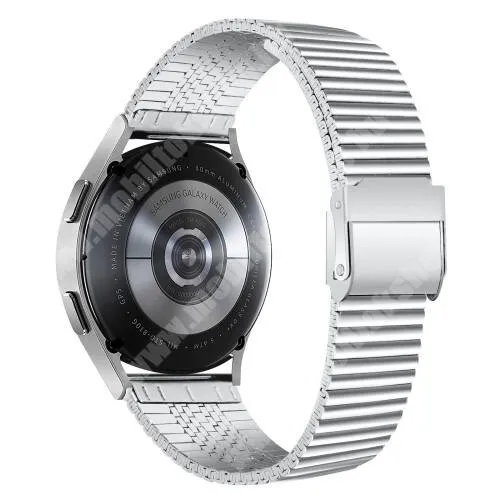 KRONABY Connected watch Sekel S0713 Fém okosóra szíj - EZÜST - rozsdamentes acél, duplazáras csatos, keskeny kivitel, 75mm + 120mm hosszú, 22mm széles - SAMSUNG Galaxy Watch 46mm / Watch GT2 46mm / Watch GT 2e / Galaxy Watch3 45mm / Honor MagicWatch 2 46mm