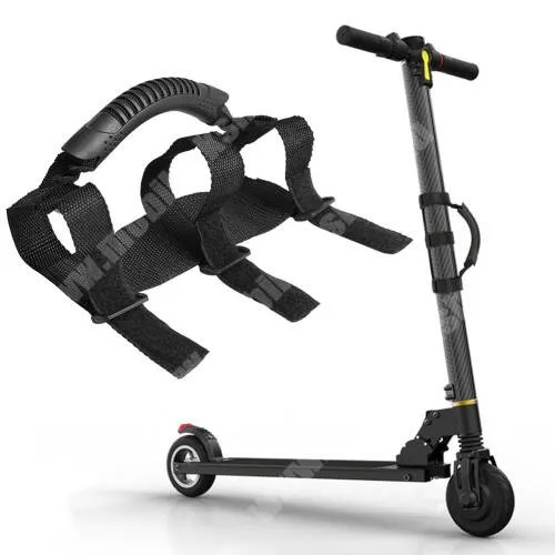 GoPro Hero 3 Xiaomi Mijia elektromos rollerekhez kézi hordozó szíj / heveder - 3 soros tépőzáras rögíztő, hordozó fül, csúszásgátló, 200 x 70 x 30mm - FEKETE