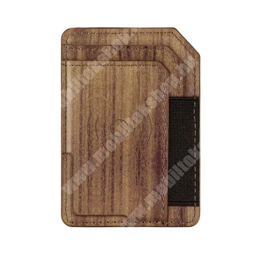 Tecno Spark 9 Pro Irattartó / bankkártyatartó - PU bőr, öntapadós hátlap, bankkártyatartó, pénztárca zseb - FA EREZET MINTÁS