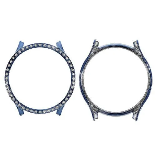  Okosóra műanyag védő tok / keret - GALVANIZÁLT KÉK - Strassz kővel díszített - SAMSUNG Galaxy Watch5 44mm (SM-R915F)