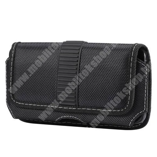 Evolveo StrongPhone Q8 LTE UNIVERZÁLIS fekvő tok - cseppálló oxford szövet, mágneses záródás, övre fűzhető és csíptethető, gumis - 152 x 78 x 18mm - FEKETE