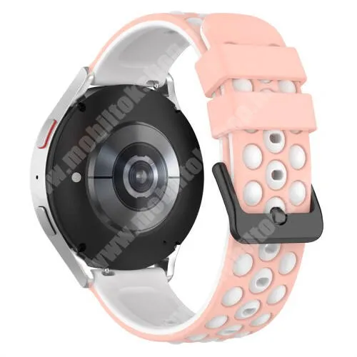 Xiaomi Amazfit GTR 47mm Okosóra sportszíj - RÓZSASZÍN / FEHÉR - szilikon - 121mm+94mm hosszú, 22mm széles - Realme Watch 3 / Xiaomi Watch S1 Pro / Huami Amazfit Zepp Z / Haylou RT2 LS10 / HUAWEI Watch GT / GT 2 46mm / GT 3 Pro 46mm
