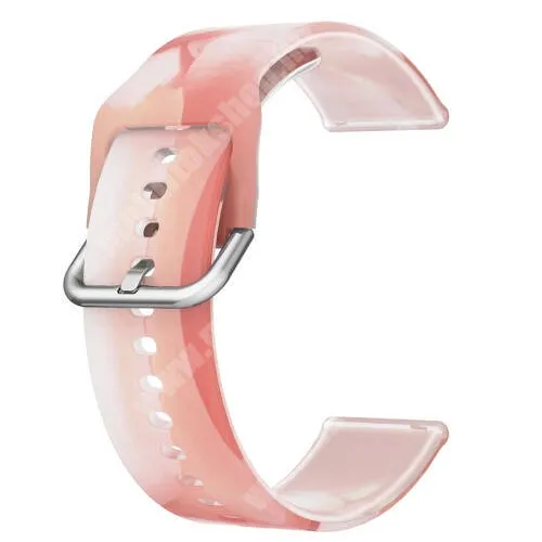 SUUNTO 9 PEAK Okosóra szíj - szilikon - ÁTTETSZŐ RÓZSASZÍN - 125mm+89mm hosszú, 22mm széles - SAMSUNG Galaxy Watch 46mm / Watch GT2 46mm / Watch GT 2e / Galaxy Watch3 45mm / Honor MagicWatch 2 46mm