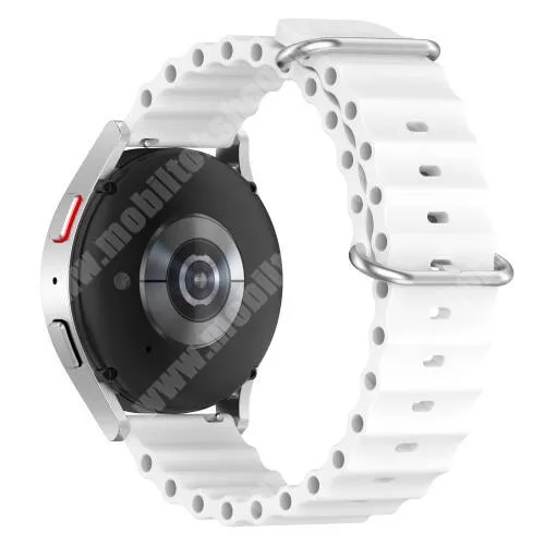 Zeblaze GTS 3 Plus Okosóra szíj - szilikon, cső­szerkezetes kialakítás, rugalmas, csatos - FEHÉR - 132mm+86mm hosszú, 22mm széles - SAMSUNG Galaxy Watch 46mm / Watch GT2 46mm / Watch GT 2e / Galaxy Watch3 45mm / Honor MagicWatch 2 46mm