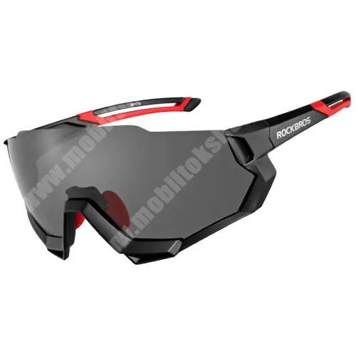 PRESTIGIO MultiPhone 5500 Duo ROCKBROS 10133 kerékpáros polarizált fotokróm sportszemüveg - polarizált lencse, fényre sötétedő lencsével, 5db gyorsan cserélhető lencsével, UV védelemmel, ultrakönnyű keret, cipzáros tartóval - FEKETE - GYÁRI