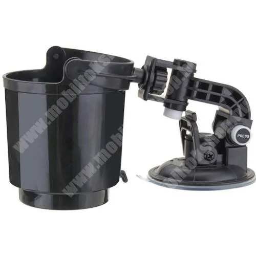 Evolveo StrongPhone Q8 LTE UNIVERZÁLIS autós pohártartó állvány - tapadókorongos / szélvédőre helyezhető, forgatható, belső átmérője 85mm - FEKETE