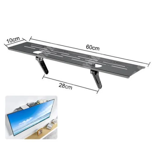 PRESTIGIO MultiPhone 7500 UNIVERZÁLIS polc monitorra / TV-re - 1db, acél, állítható szög, csúszásgátló, összecsukható, kábelkivezető, 60 x 10cm - FEKETE