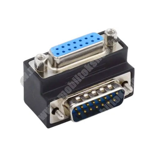 PRESTIGIO MultiPhone 5500 Duo UNIVERZÁLIS VGA apa - VGA anya 90 fokos adapter - 1db, VGA 15tűs csatlakozófelület, felfelé álló kivitel, 42 x 22 x 20mm - FEKETE