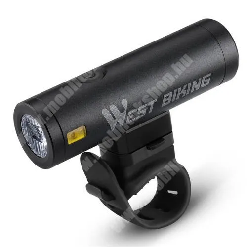 GoPro Hero 9 WEST BIKING YP0701332 UNIVERZÁLIS biciklis / kerékpáros lámpa - alumínium, ultrakönnyű, ütésálló lencse, 500 lumen fényerő, IPX5 vízálló, beépített 2000mAh akkumulátor, hatótávolság: kb 200 méter, 5 világítás mód, max 3.5cm átmérőjű kormányra - FEKETE