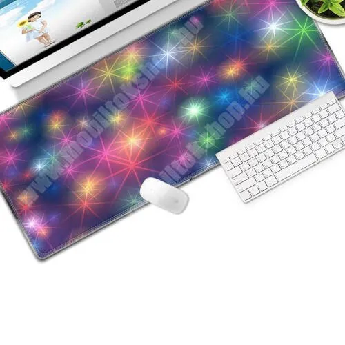 VODAFONE Smart Tab III 7 UNIVERZÁLIS egérpad / egéralátét - nagy méretű, csúszásmentes, vízlepergető, szövet, gumi, 800 x 300 x 3mm - SZÍNES CSILLAG MINTÁS