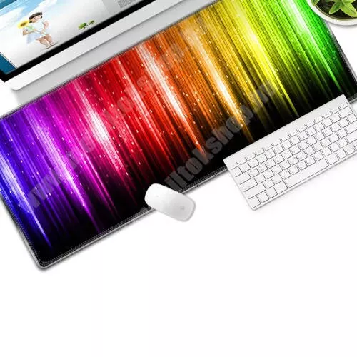 VODAFONE Smart Tab III 7 UNIVERZÁLIS egérpad / egéralátét - nagy méretű, csúszásmentes, vízlepergető, szövet, gumi, 800 x 300 x 3mm - SZÍNES SZIVÁRVÁNY MINTÁS