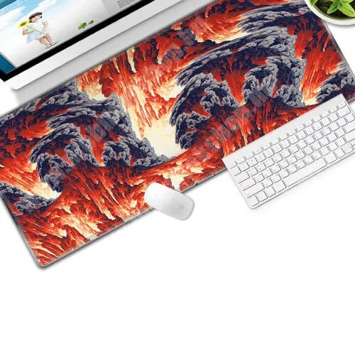 VODAFONE Smart Tab III 7 UNIVERZÁLIS egérpad / egéralátét - nagy méretű, csúszásmentes, vízlepergető, szövet, gumi, 800 x 300 x 3mm - LÁVA MINTÁS