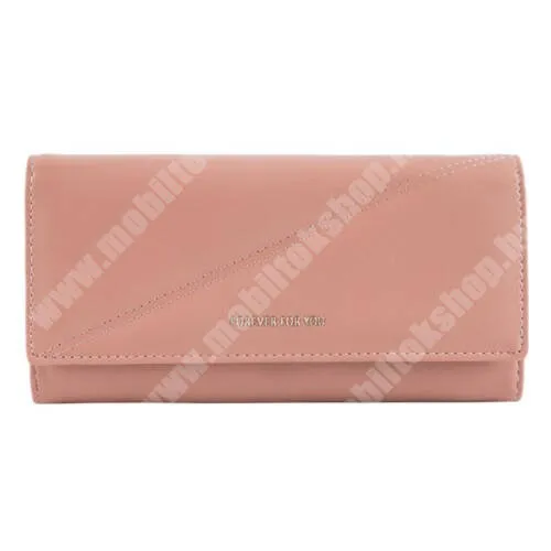 Evolveo StrongPhone Q8 LTE FFY UNIVERZÁLIS fekvő / pénztárca tok - PU bőr, patentos záródás, cipzár, bankkártyatartó zsebek, cseppálló, cipzár, 190 x 100 x 33mm - RÓZSASZÍN