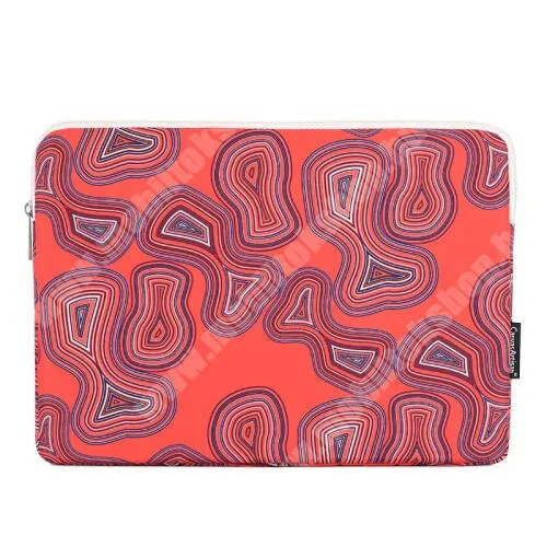  CANVASARTISAN H23-01 tablet / Laptop UNIVERZÁLIS tok / táska - PIROS GEOMETRIA MINTÁS - szövet, cseppálló, bársonyos belső, ütődésálló, ERŐS VÉDELEM! - 14"-os készülékekig használható, külső méret 373x265x24mm