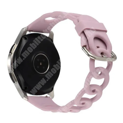 Garett Men 5S Okosóra szíj - légáteresztő, sportoláshoz, szilikon - VILÁGOS LILA - lánc formájú, 118+95mm hosszú, 22mm széles - SAMSUNG Galaxy Watch 46mm / Watch GT2 46mm / Watch GT 2e / Galaxy Watch3 45mm / Honor MagicWatch 2 46mm