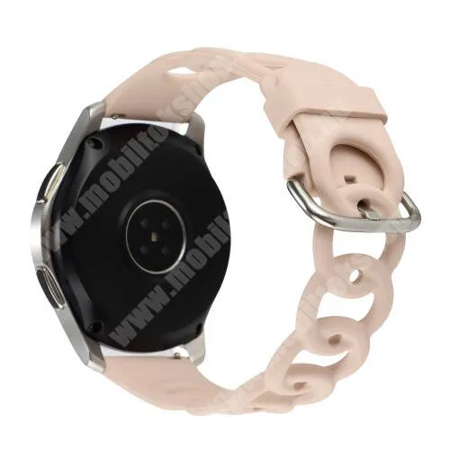 ACME SW203 Okosóra szíj - légáteresztő, sportoláshoz, szilikon - RÓZSASZÍN - lánc formájú, 118+95mm hosszú, 22mm széles - SAMSUNG Galaxy Watch 46mm / Watch GT2 46mm / Watch GT 2e / Galaxy Watch3 45mm / Honor MagicWatch 2 46mm